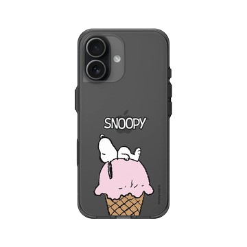 iPhone 17 Clear (相機按鈕) 酷墨灰 - 史努比 Snoopy - 冰淇淋甜筒