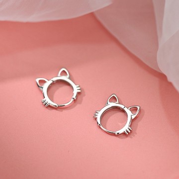 鏤空貓咪耳環 M01 日韓流行時尚 人氣商品 可愛貓咪 銀色百搭 甜美 耳扣 耳環