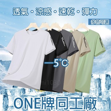 【桃園出貨】ONE牌同工廠休閒運動T恤 冰絲涼感衣 透氣短袖 運動上衣 速乾衣 吸濕排汗衣 男生短袖 彈力短袖 短袖上衣