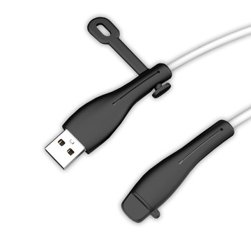 導線駭客 iPhone充電線USB/Lightning防塵矽膠保護套集線器 黑4入