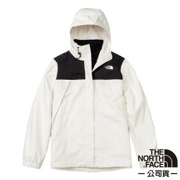 【The North Face】 女 拼接防水透氣連帽三合一外套/夾克.風雨衣/7QW6-ROU 米白色