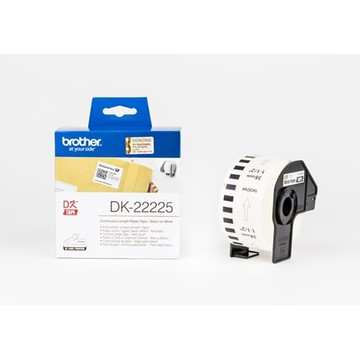 【 BROTHER】兄弟牌  白底黑字 38mm*30.48M 連續標籤帶 / 盒 DK-22225