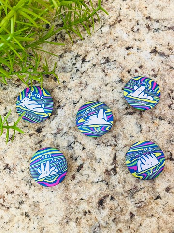 台灣群島徽章別針-臥島祈島推島心島ok島-珍珠布面胸章