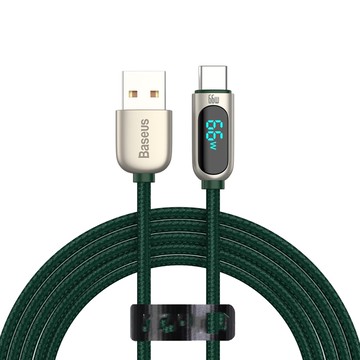 Baseus 倍思 USB to Type-C 數顯快充傳輸線 66W  2m  墨綠色  1條