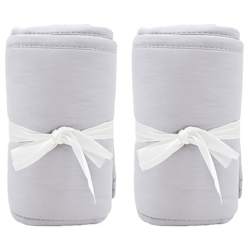 vanibaby 嬰兒床防咬布圍 棉布泡泡絨材質 防撞 綁帶設計  128 x 18cm 1個 + 68 x 18cm 2個  灰色