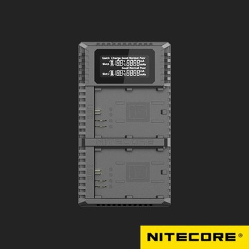 NiteCore UCN2 PRO For CANON LP-E6P/LP-E6NH/LP-E6N/LP-E6 USB行動快充QC 液晶雙槽充電器