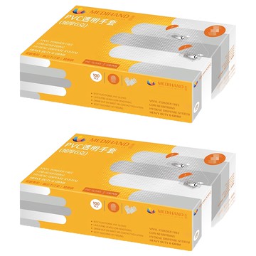 MEDIHAND 美恆 PVC透明手套 加厚6克 無粉  100個  2盒