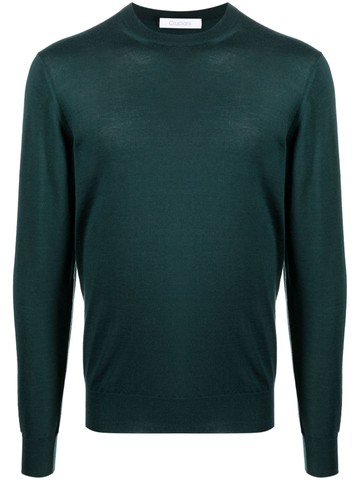 Cruciani - crew-neck fine-knit jumper - men - Cashmere/Silk - 54 - Green