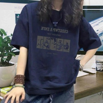 9425 名老客回籠✨女裝圓領時尚短袖T恤夏季寬鬆韓版新款洋氣炸街美式復古上衣ins潮C1ZL
