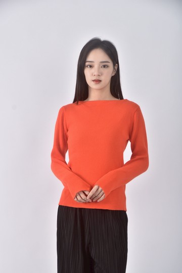 (F) yecca vecca坑紋橘色長袖上衣