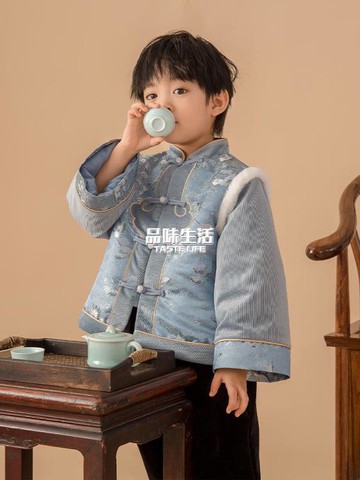 虎年童裝 漢服男童兒童唐裝新年裝男寶寶拜年服加厚新年衣服周歲禮服過年服【林之舍】