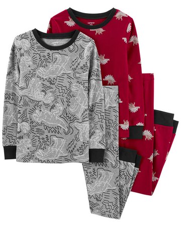 Kid 4-Piece Dinosaur 100% Snug Fit Cotton PJs
