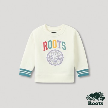 Roots 小童- 運動派對系列 品牌LOGO圓領上衣-白色