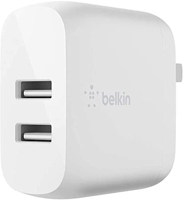 【日本代購】Belkin USB充電器2端口24W(12W USB-A x 2) 折疊式插頭iPhone 13 / 12 / 11 / SE / iPad/Android智能手機各種對應BOOST↑CHARGE WCB002dqWH-A