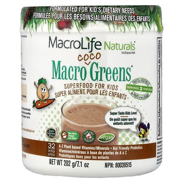 Macrolife Naturals, Macro Coco Greens，兒童 SuperFood，7.1 盎司（202 克）