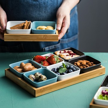 北歐創意分格盤水果盤堅果盤干果盤客廳家用陶瓷拼盤零食小吃盤