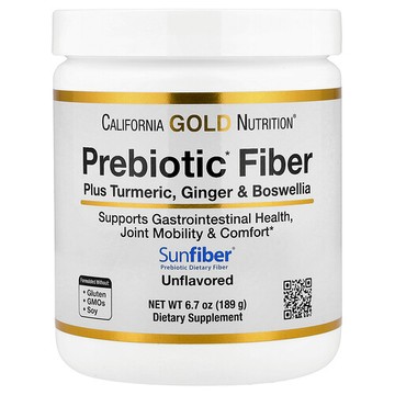 California Gold Nutrition, 益生元纖維 + 姜黃提取物，有機姜提取物和乳香提取物，6.7 盎司（189 克）