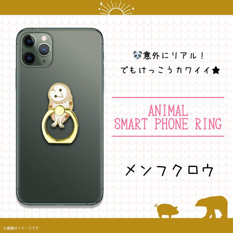 スマホリング かわいい アニマル 動物 メンフクロウ 鳥 Z0526/SR 6201 