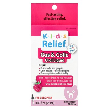 Homeolab USA, Kids Relief®，抗脹氣和絞痛口服液，0-9 歲兒童，樹莓味，0.85 液量盎司（25 毫升）