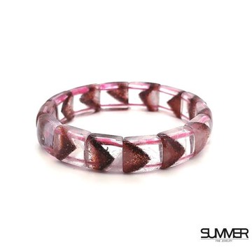 買1送2【SUMMER寶石】珍稀金草莓超七金字塔手排34.3g (12mm) 買就送插座鹽燈+電動攪拌咖啡杯