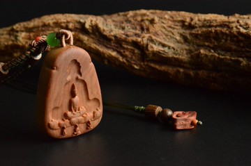 【禪香】天然老山檀無相佛坐佛佛牌吊墜項鏈