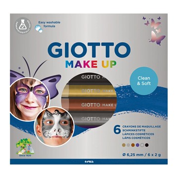 (預購) Giotto  嬰幼兒安全美術用品 兒童臉部彩繪筆組【六色】 6*2g (GO474300)