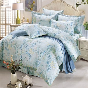 鴻宇 100%美國棉 300織 藍伯特 雙人七件式兩用被床罩組