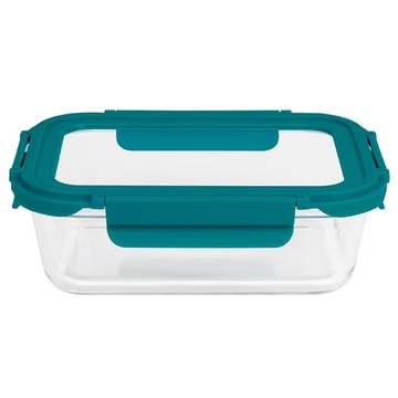 Quasi 藍扣玻璃上蓋保鮮盒 1050ml  1個  20.8 x 15.6 x 7cm