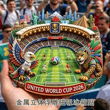 2026年美加墨世界杯 世足風格 金屬立體冰箱貼 磁吸 足球迷必備 質感收藏 交換禮物 畢業禮物 喬遷伴手禮 小眾設計