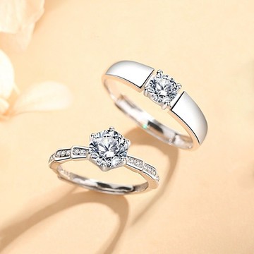 現貨+預購 莫桑石戒指925純銀開口戒-0.5/1ct竹馬之戀情人節生日禮物男女飾品2款74an2【獨家進口】【米蘭精品】