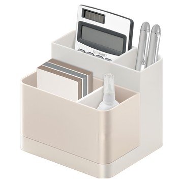 AHOYE 簡約雙色組合可拆式筆筒/文具筒/化妝盒/刷具收納盒/分格收納架  1個  白色 + 淡膚色