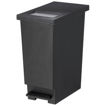 【日本 TONBO】UNEED系列推蓋踩踏雙用型垃圾桶30L-黑色