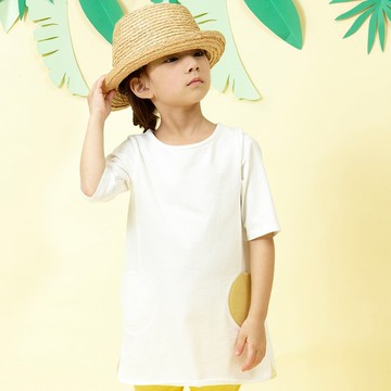 Ángeles-兩點圓口袋造型短洋裝