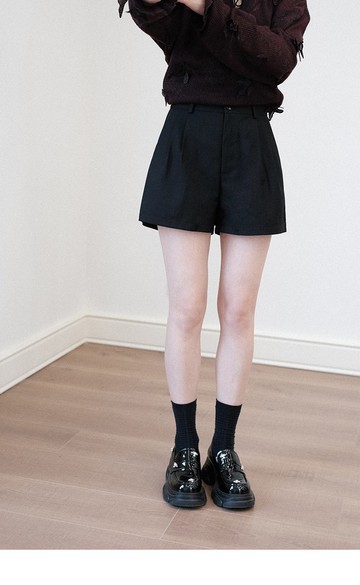 簡約中高腰顯瘦A字百搭西裝超短褲休閒褲