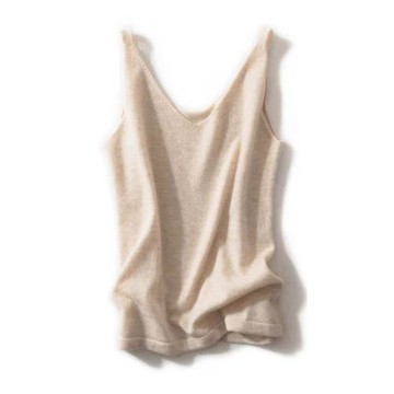 秋冬款時尚百搭V領山羊絨針織吊帶背心女軟糯親膚無袖上衣打底衫