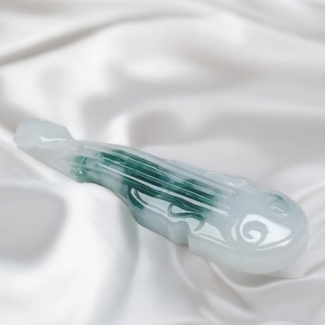 飄藍花翡翠小提琴吊墜 | 天然緬甸A貨翡翠 | 送禮