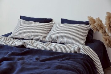 海軍藍雙面麻羽絨被套 / 柔軟麻/ 被套