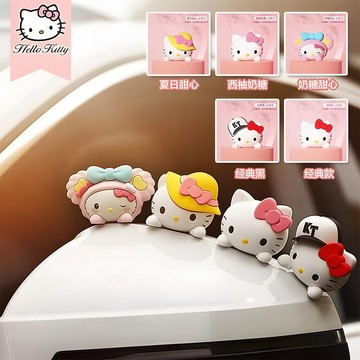 ✨桃園出貨✨新款車載中控臺顯示屏小配件HelloKitty汽車裝飾擺件女卡通ky貓