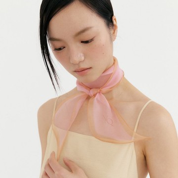 【Ven & Qu】絲質紗 Aura 圍巾 粉橘色 10×115 公分
