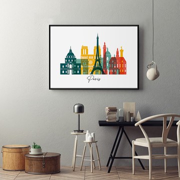 法國巴黎 - 簡約法國城市掛畫/繽紛歐洲裝飾畫/臥室佈置/客廳掛畫