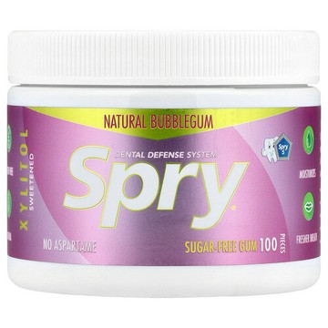 Xlear, Spry®，無糖口香糖，天然泡泡糖味，100 片