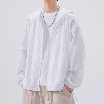 UPF50+日系40D微皺感尼龍防潑水防曬連帽外套 / 男女適穿 / 輕薄透氣抗UV / S到8XL / 大尺碼【QTJBY7777】