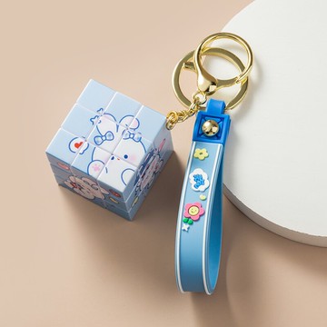 可以轉動的魔方鑰匙扣掛件創意個性網紅汽車鏈男女書包掛飾匙圈環