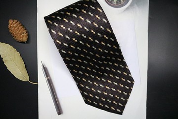 褐色老花复古领带时尚正装商务necktie