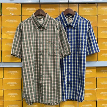 駱駝動感Camel active男裝夏季商務短袖襯衫全棉上衣男士格子襯衣