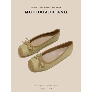 【MOGU小象】平底單鞋女2024新款秋季百搭晚風圓頭淺口軟底蝴蝶結