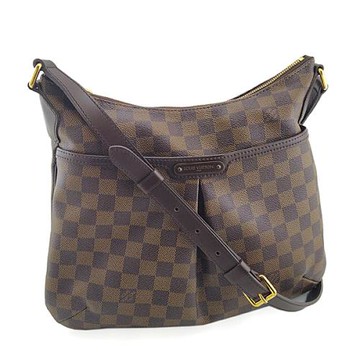 【限!買LV送LV】LV 咖啡色棋盤格紋帆布斜背皺褶包(八八成新)