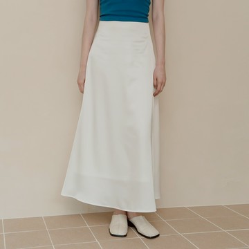 QUEENSHOP_ S 女裝 腰頭蕾絲花邊緞面長裙-白 S/M/L 現+預 【03021617】
