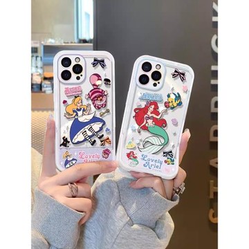 仙境愛麗絲適用三星s21ultra手機殼硅膠折疊支架s22+卡通公主s20fe閨蜜note20/s10+小眾少女a54a53全包a52s