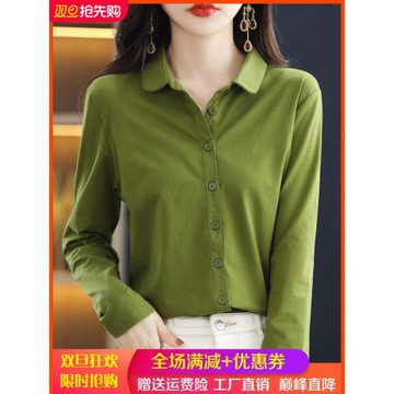 100%純棉長袖襯衣2022春秋新款洋氣寬松襯衫時尚女裝氣質開衫上衣